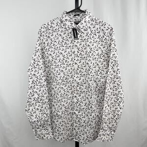 Express Mens Floral Button Up Shirt Red Black White Slim Fit NWT M 15-15.5